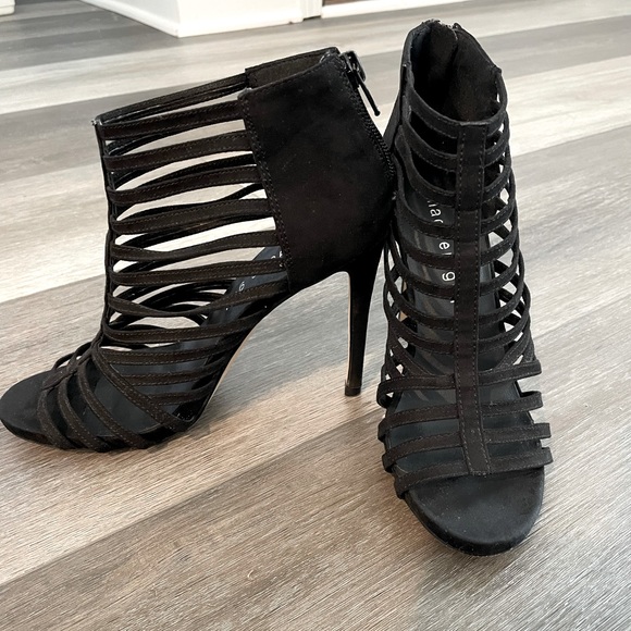 Madden Girl Black Strappy Heels - Picture 1 of 4